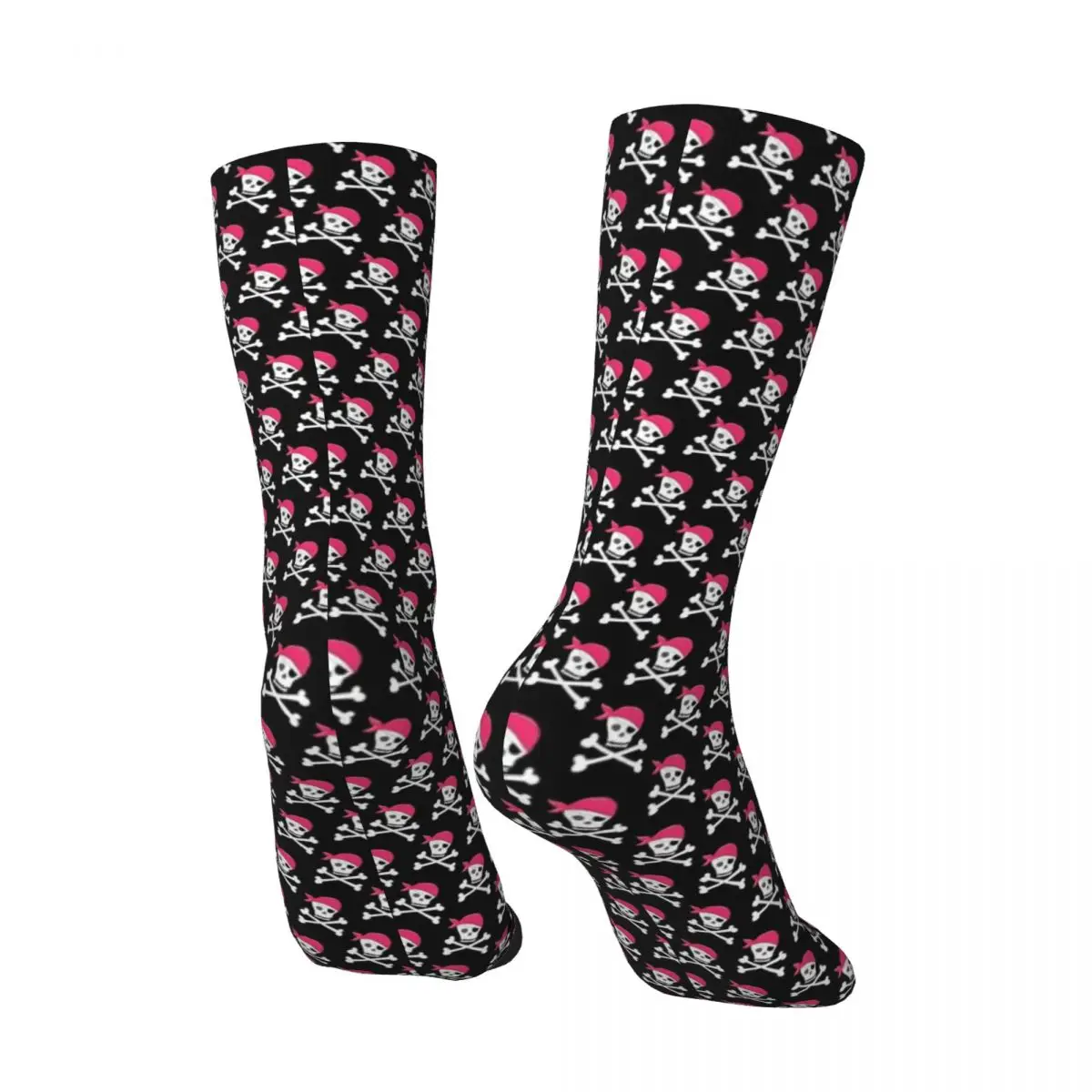 Medias de esqueleto divertidas con estampado de calavera y huesos cruzados, calcetines de moda para primavera, calcetines antisudor para mujer, calcetines medianos suaves para deportes al aire libre