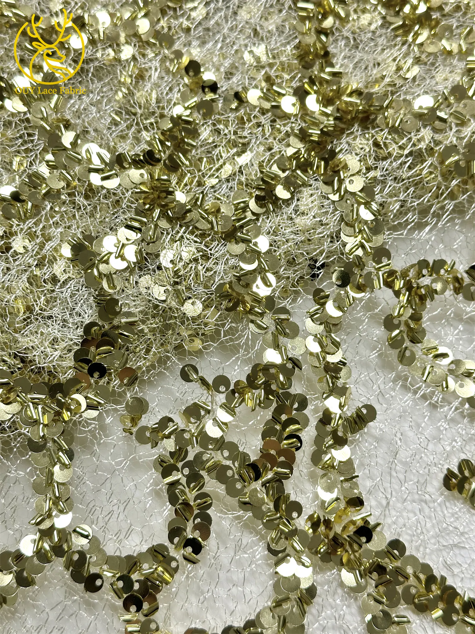 Großhandel Französischer Spitzenstoff 2026 Hochwertiger afrikanischer nigerianischer Pailletten-Spitzenstoff, geeignet für Partykleid-Nähmaterial – Detail 18