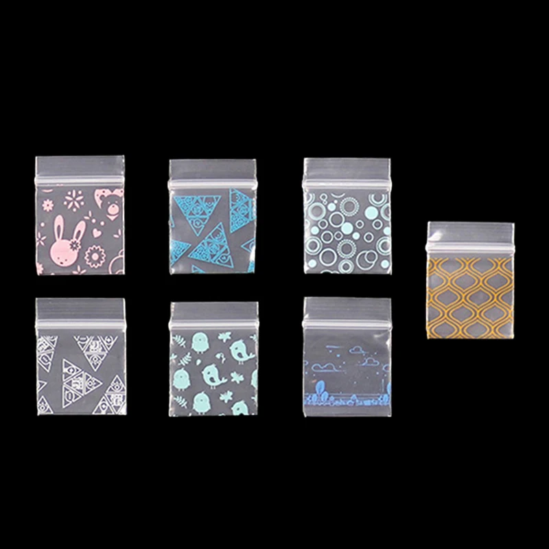 100Pcs Small Mini Cute Jewellery Coin Packaging Self-Sealing Bags Zip Lock Bags Small Objects Organiser Pouch For Pill