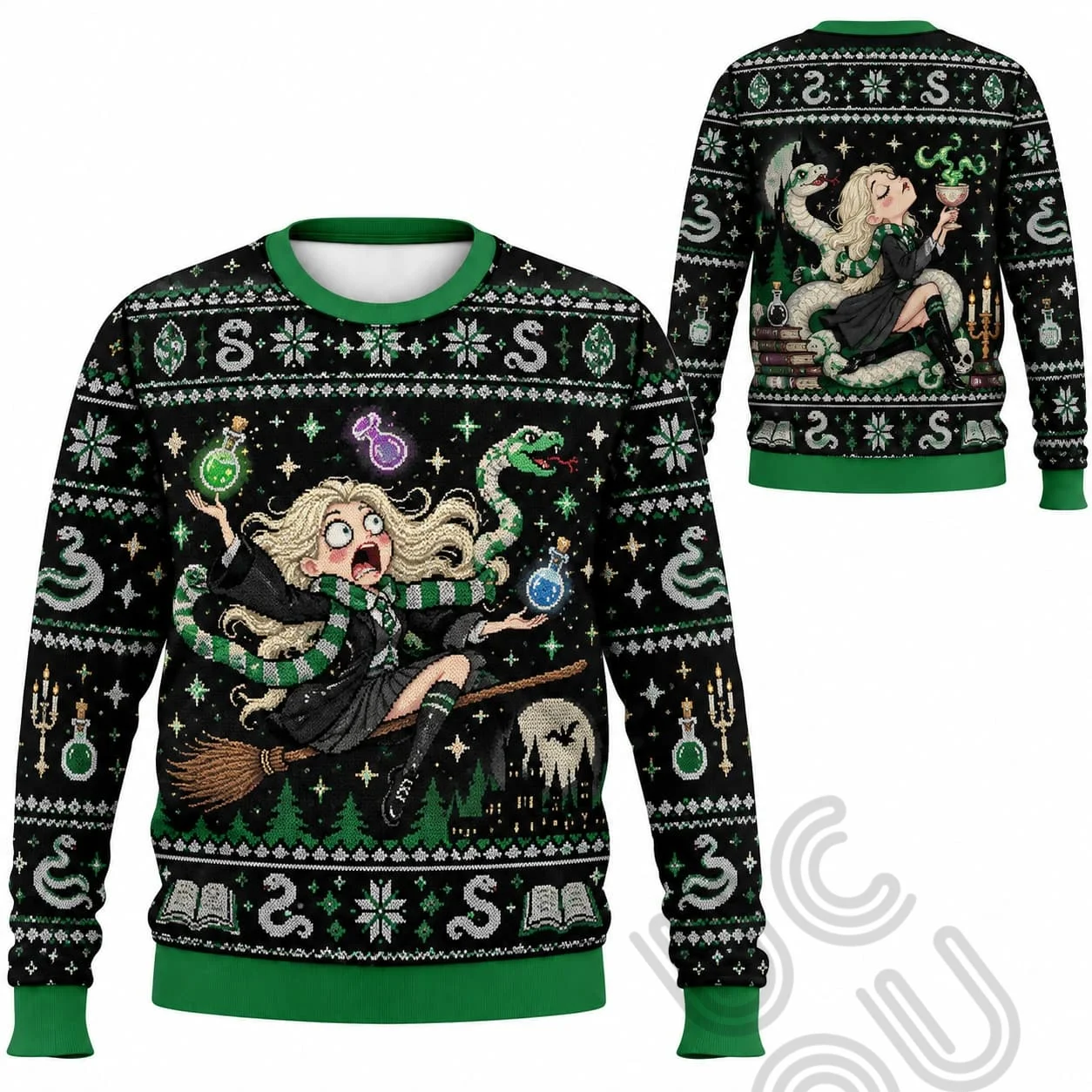 Ugly Christmas Sweater Kids Crewneck Sweatshirt Unisex Adult Youth Party Magic School Gender-swapped Draco Malfoy Pullover