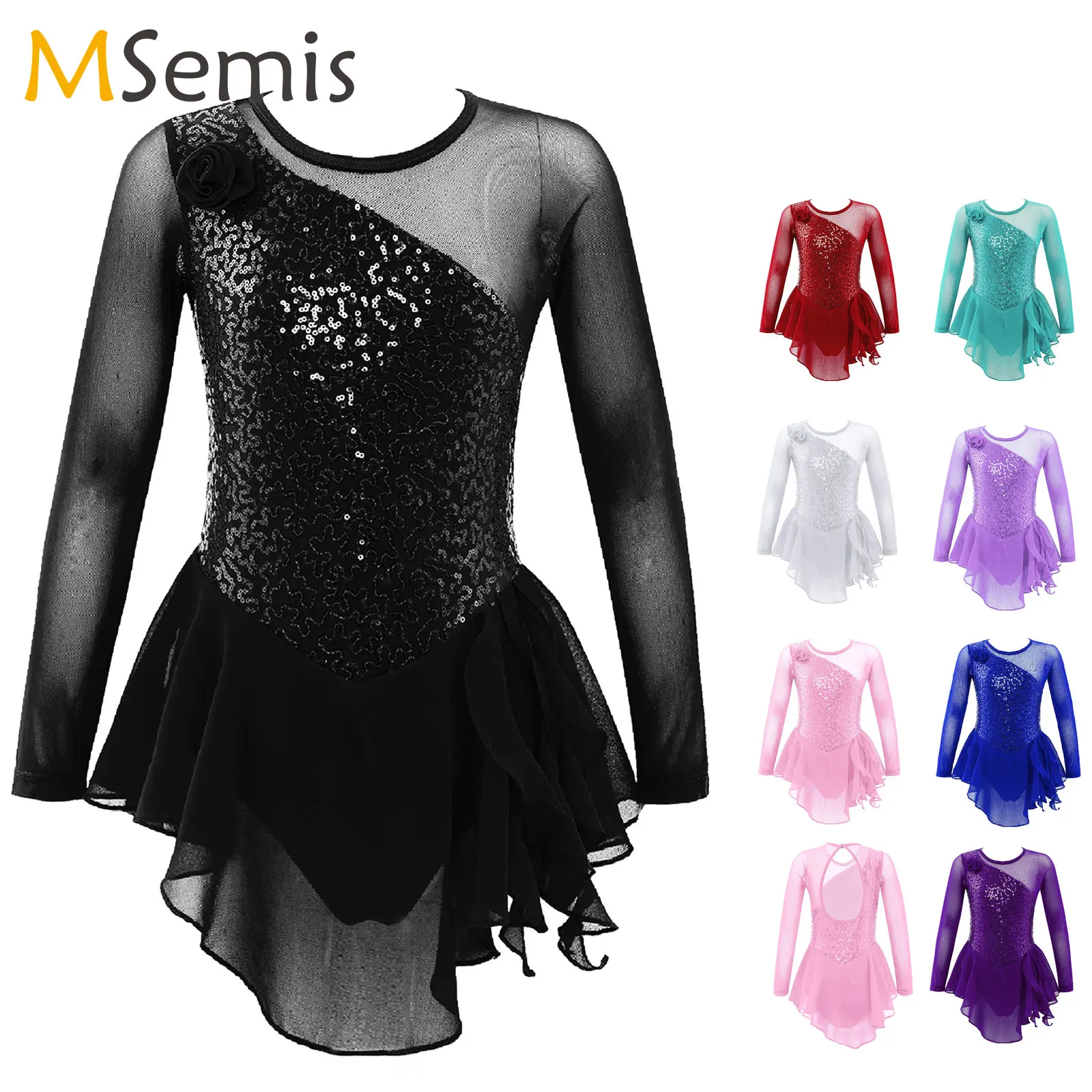 Girls Sequins Ballet Tutu Dress Kids Children Ballet Dance Tulle for Ballerina Performance Dancewear Gymnastics Leotard Dress