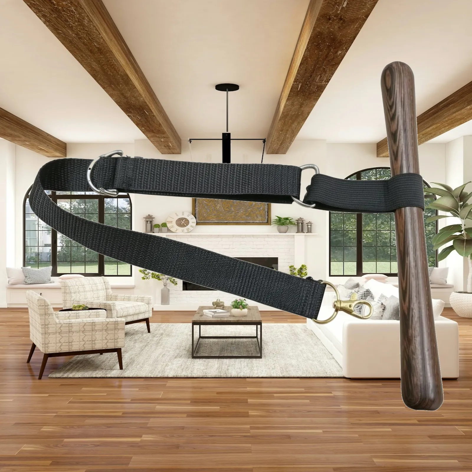 Wooden T Shape Saddle Hanger with Strap for Equestrian Gear Storage Rack Wall Mount Barn Organizer