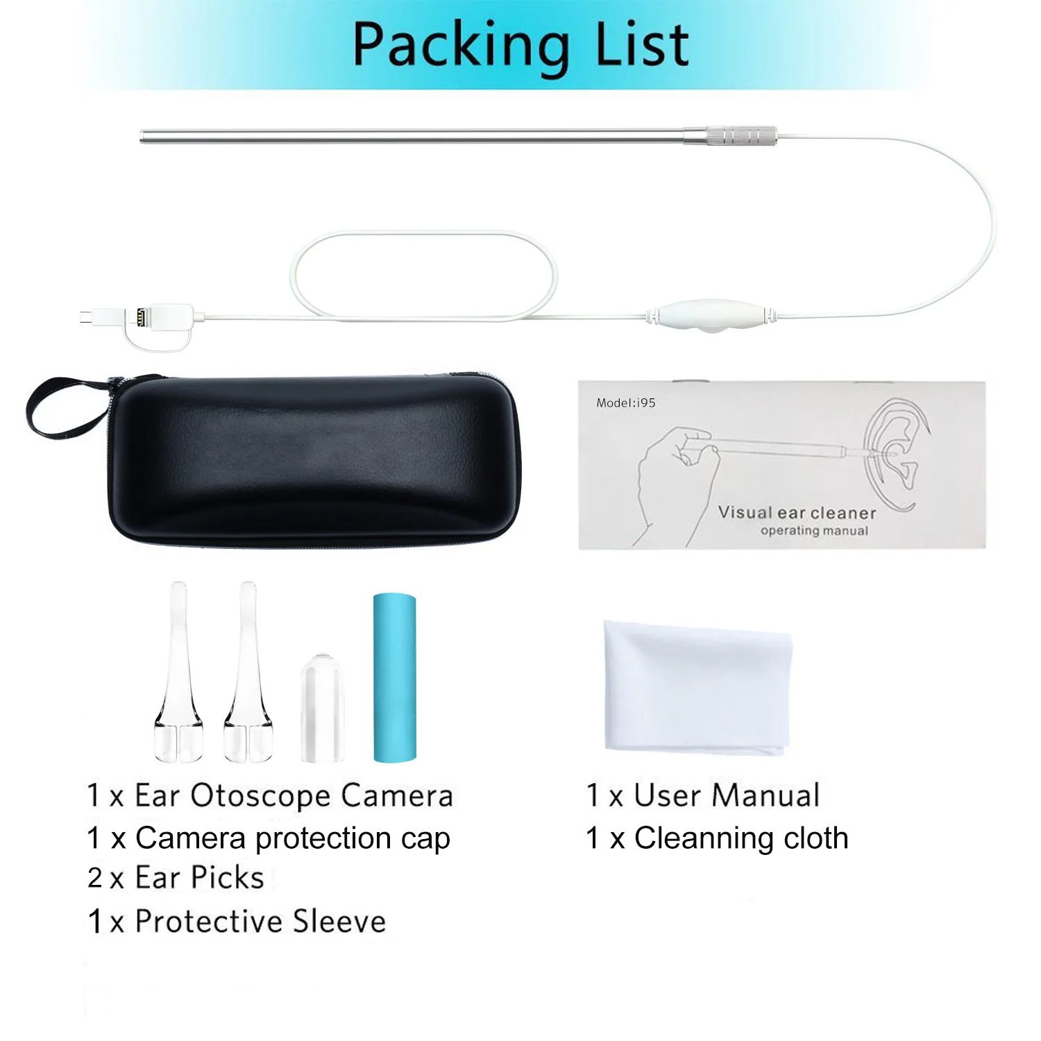 3 in 1 Ear Scope Cleaner Endoscope Video Otoscope Veterinary Visual 5.5mm Otoscopio Medico USB Android Phone Baby Earpick Camera
