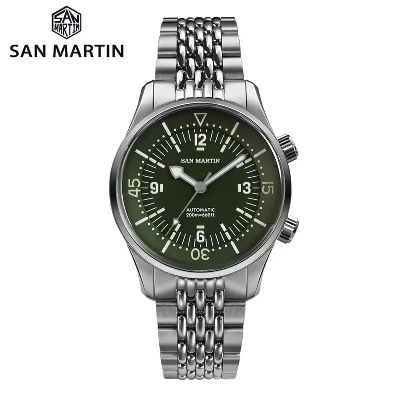 San Martin 39mm Leyenda Diver Watch NH35 movimiento mecánico automático AR zafiro luminoso impermeable 200m relojes SN0141W