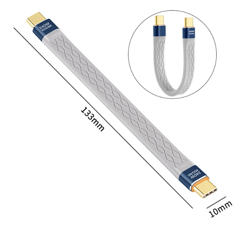 USB4 Data Cable 40Gbps USB C to Type C Short Cable PD 240W 8K 60Hz for Thunderbolt 3/4 iPhone 15 Pro Max SSD Power Bank