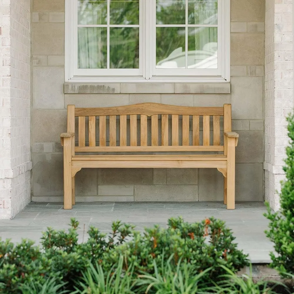 

HawthorneTeak 61" Bench, Seats 2-3 People Comfortably, Weather Resistant Indoor Outdoor Solid Wood Patio Furniture