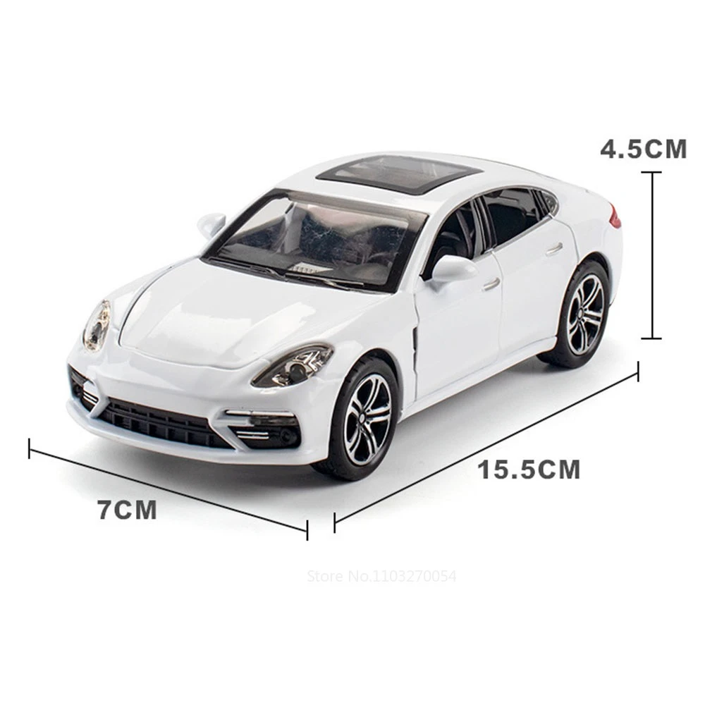 1/32 Panamera zabawki modele samochodów odlew ze stopu samochód sportowy 6 drzwi mogą otwierać światło dźwiękowe Pull Back gumowe opony modele prezenty dla dzieci