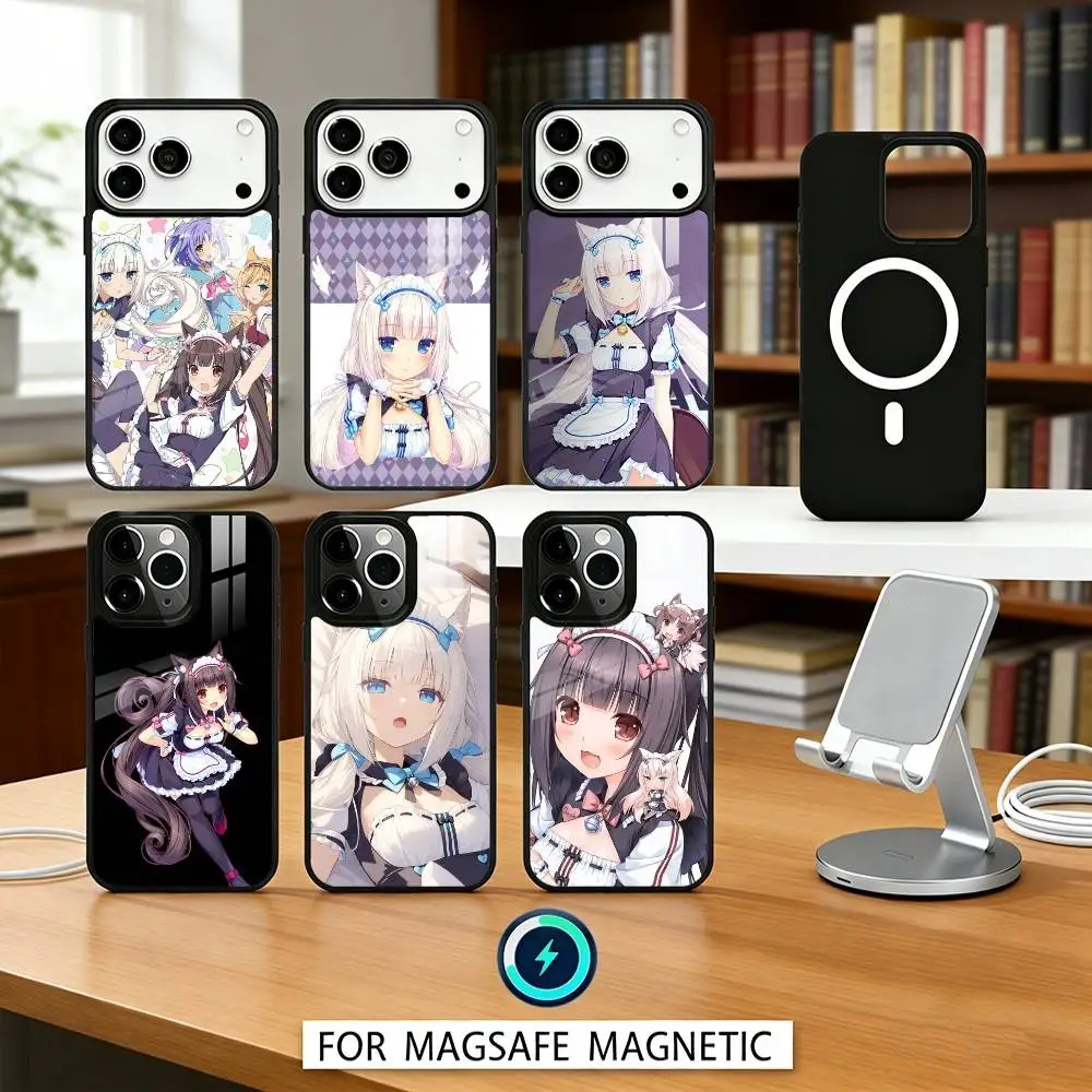 

N-Nekopara girls Game Phone Case Magnetic For iPhone17 16 15 14 13 12 Pro Max For Magsafe Wireless Charging Cover