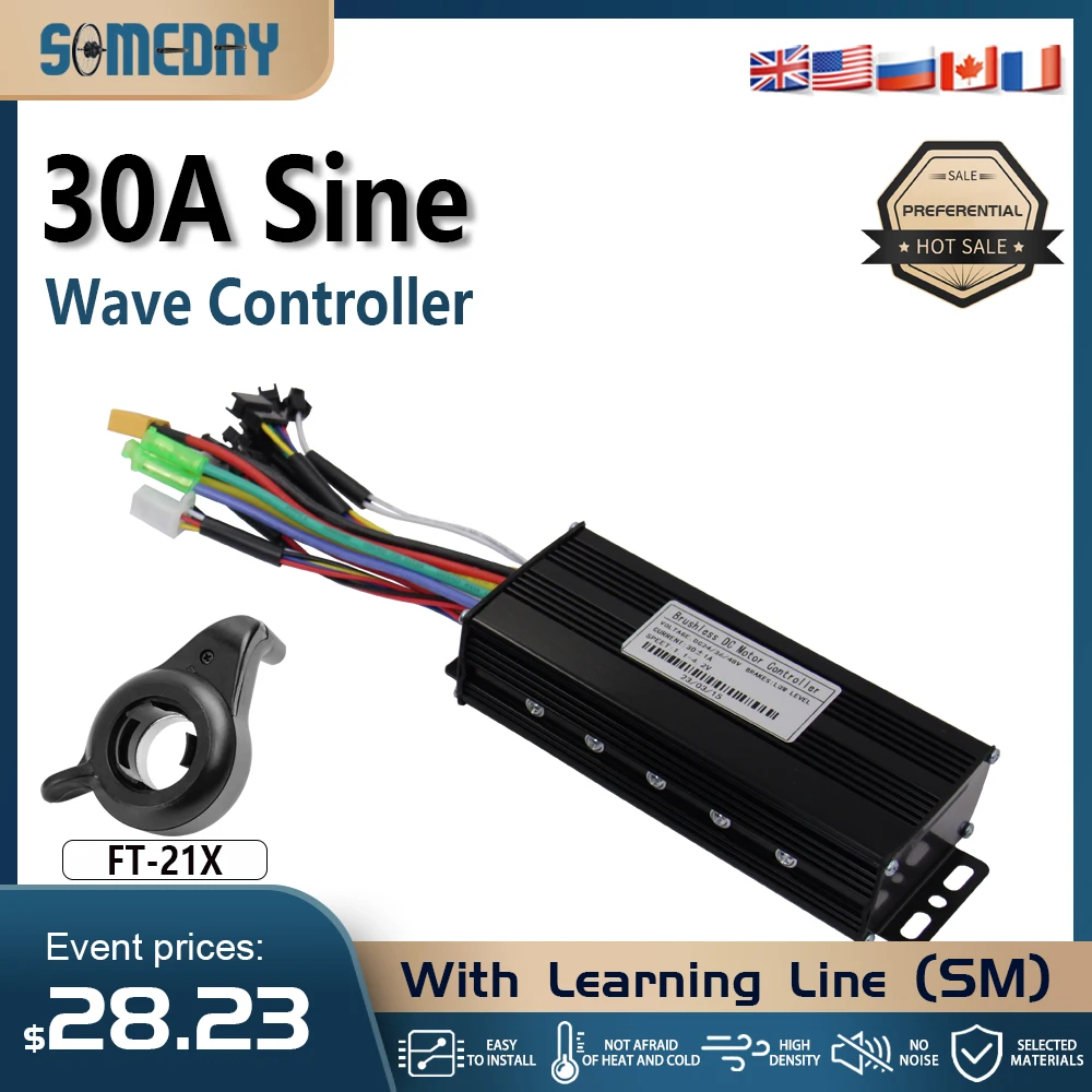 E-bike Sine Wave 30A 1000W SM Three Mode Brushless Controller 36/48V For Electric Bicycle Tricycle Ebike E-Scooter Parts