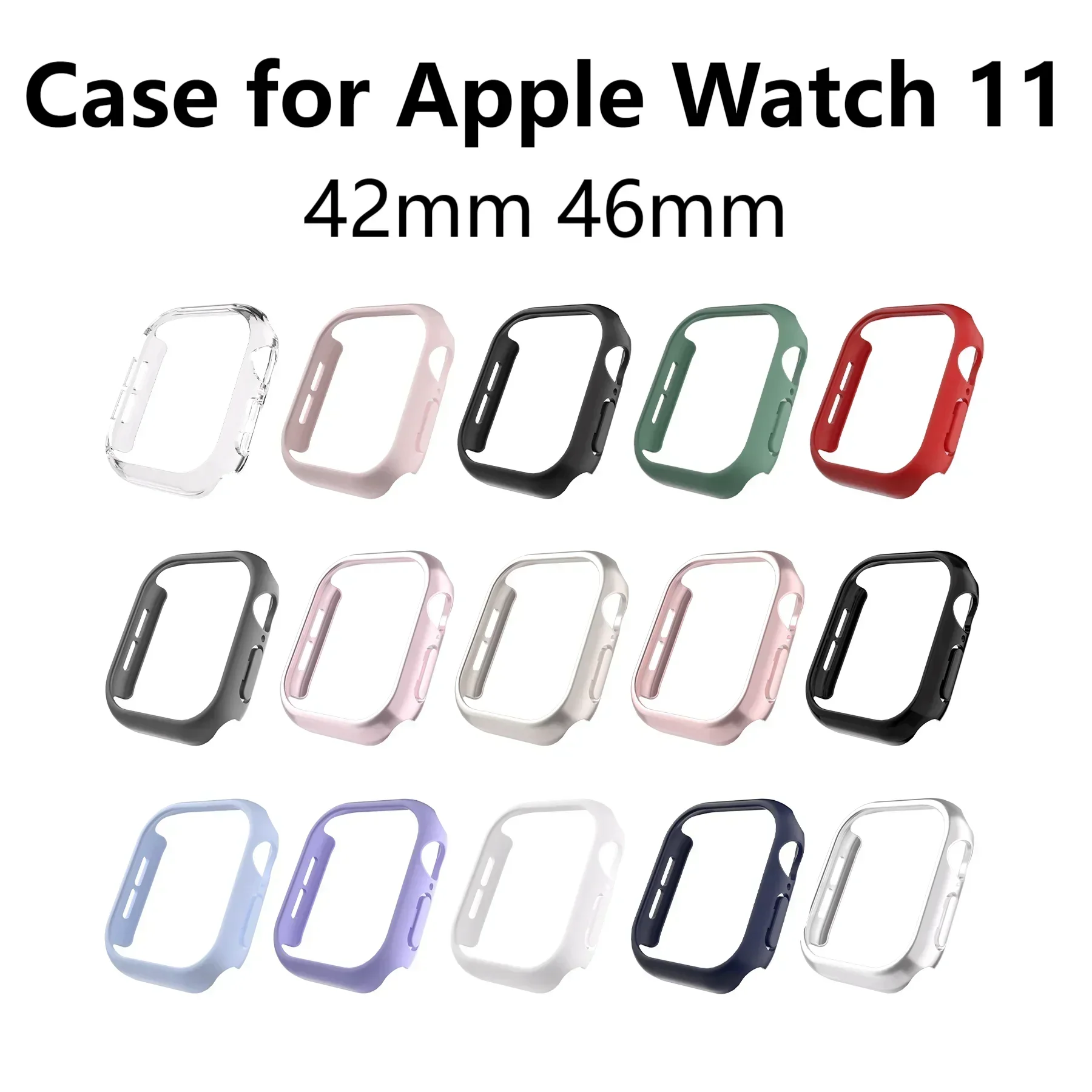 

Hard PC Protective Frame Bumper Cover for Apple Watch 11/10 No Glass Accessory for Men & Women 42mm 46mm Watch Case