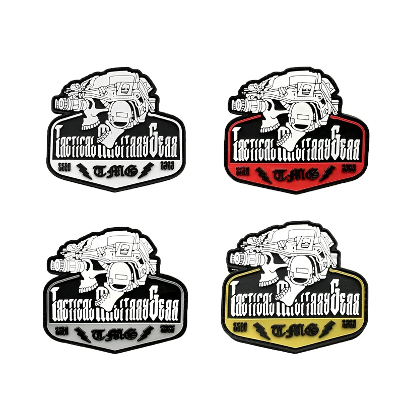 Gothic Night Vision Device Skull Decal PVC Tactical Military Patch Hook Loop Morale Badge Outdoor Backpacks Patches for Clothing