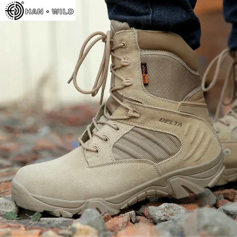 Spring Men Boots Special Force Waterproof Leather Desert Combat Work Shoes Tactical Ankle Boots Mens