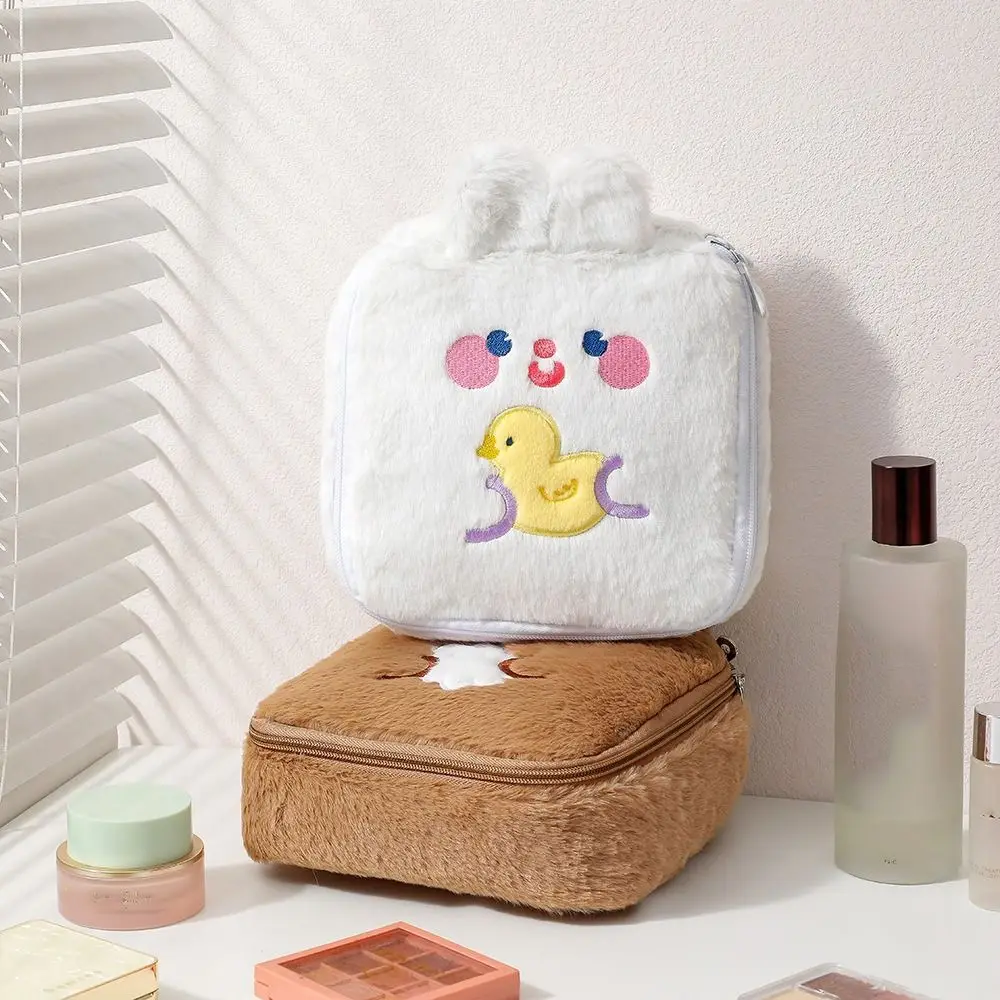 Kawaii Varken Draagbare Grote Capaciteit Handtas Vrouwen Reizen Pluche Opbergtas Cosmetische Tas Toilettas Organizer Rits Make-Up Zakje