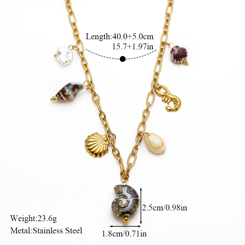 EILIECK 316L Edelstahl Goldfarben Seestern-Schildkröten-Anhänger Halskette Trendige Handgefertigte Halskette Wasserdichter Schmuck für Frauen – Detail 13