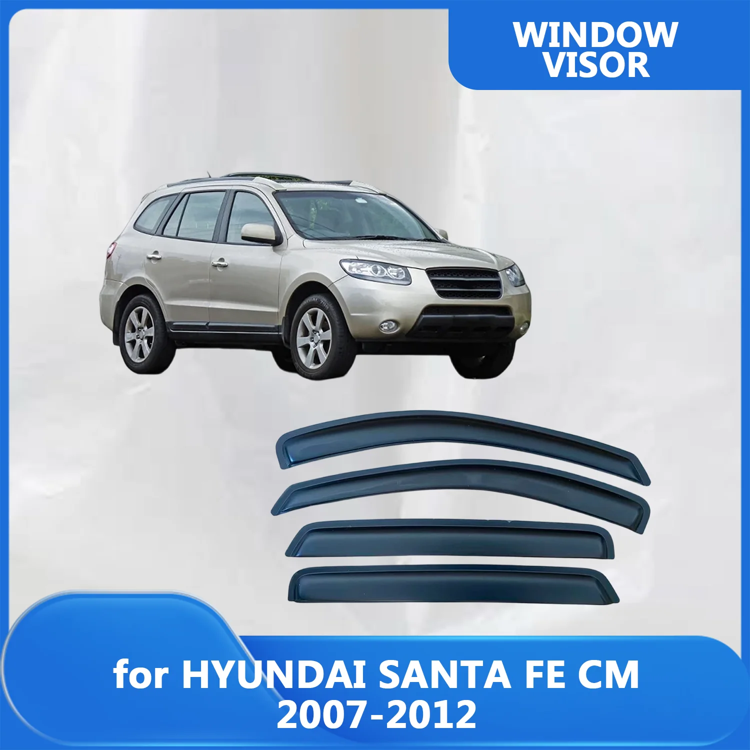 

Window Visor for HYUNDAI SANTA FE CM 2007 2008 2009 2010 2011 2012 Wind Deflectors Rain Guards Door Visor Vent Shades Rain