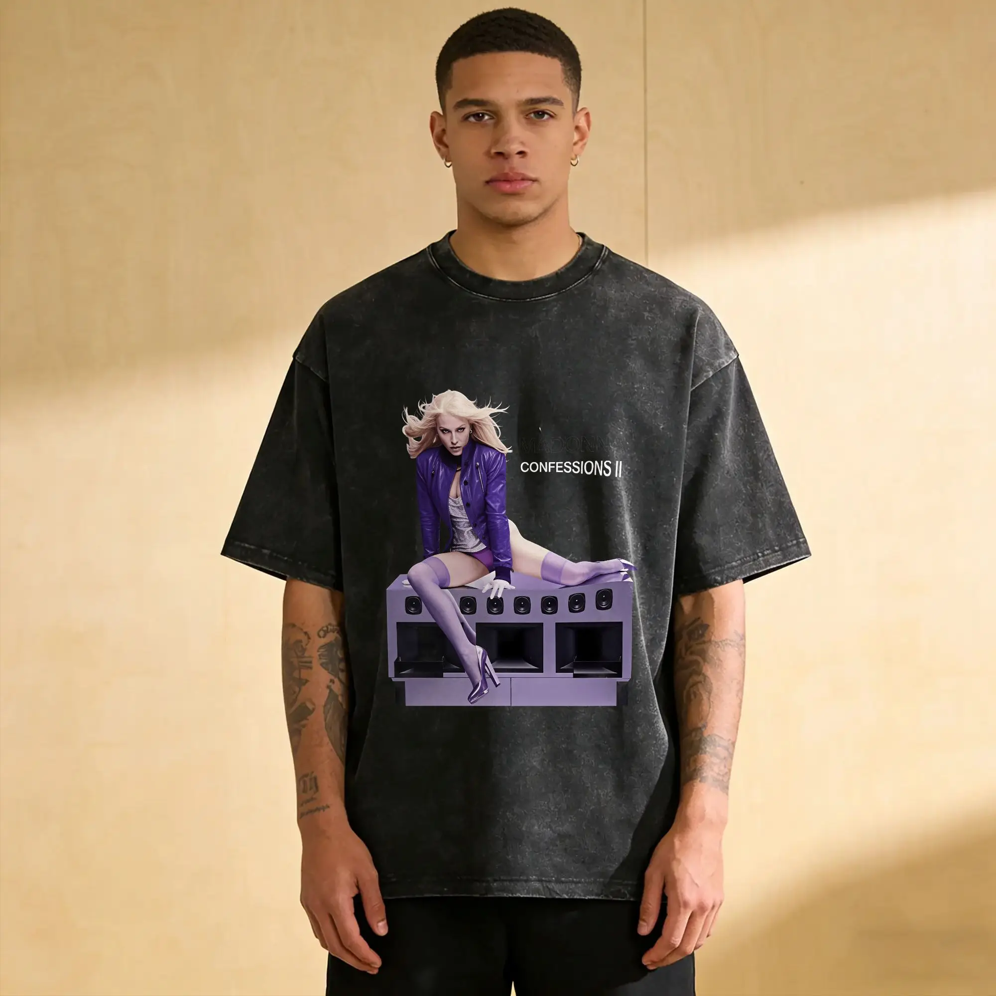 Madonnas Album Confessions II Graphic 2026 T Shirt for Men Cotton Funny T-Shirt Round Collar  Tees Short Sleeve Tops Plus Size