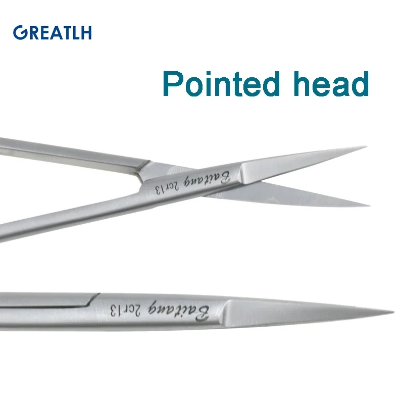 Stainless Steel Golden Handle Cut Tissue Scissors Pointed Straight Curved Head Tissue Scissors Autoclavable