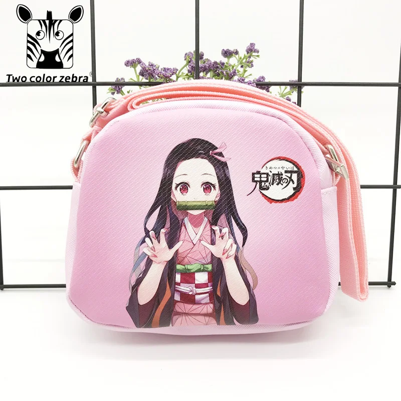 Cosplay Demon Slayer Anime Double-sided PU Makeup Storage Bag Children's Messenger Bag Shoulder Bags Coin Purse