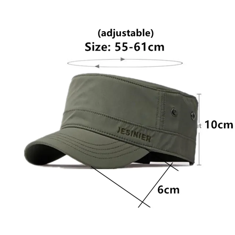 Snapback Cap Flat Caps For Men New Spring Summer Waterproof Breathable Military Hats Men\'s Cap Sunscreen Camping Fishing Cap