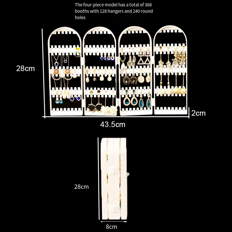 Jewelry Display Rack Necklaces Rings Plastic Folding Holder Large Capacity Bracelets Storage Hanger with Stud Earrings Holes