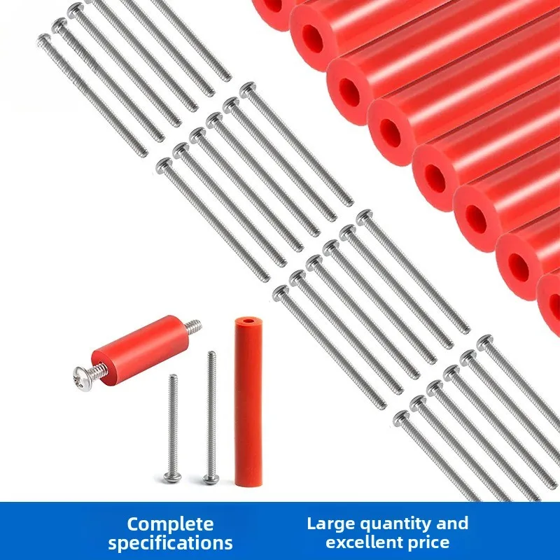 22/50PCS Bagged Red Silicone Power Socket Round Tube Pads, Bolts, Switch Box Socket Accessories Support Rods