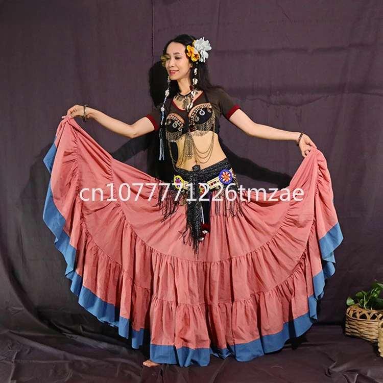 Belly Dance Costume Big round Skirt Bohemian Big Skirt Cotton 4 Layers 16 M Big Skirt