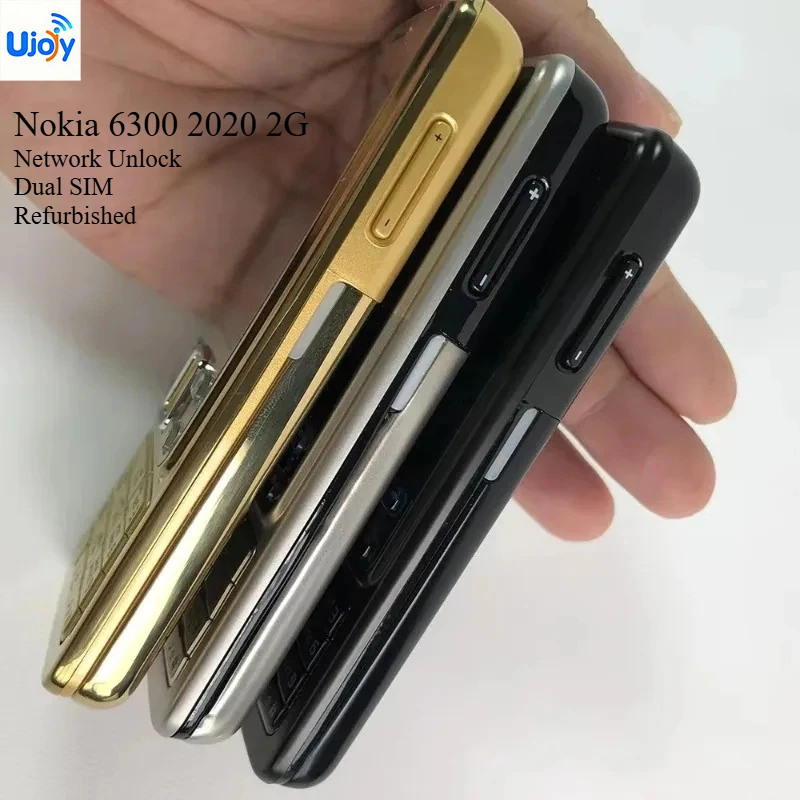 Nokia 6300 2020 2G 2.4in Network Unlock Refurbished Straight Keypad Mobile Phone Dual SIM Elderly Student Backup Feature Phone