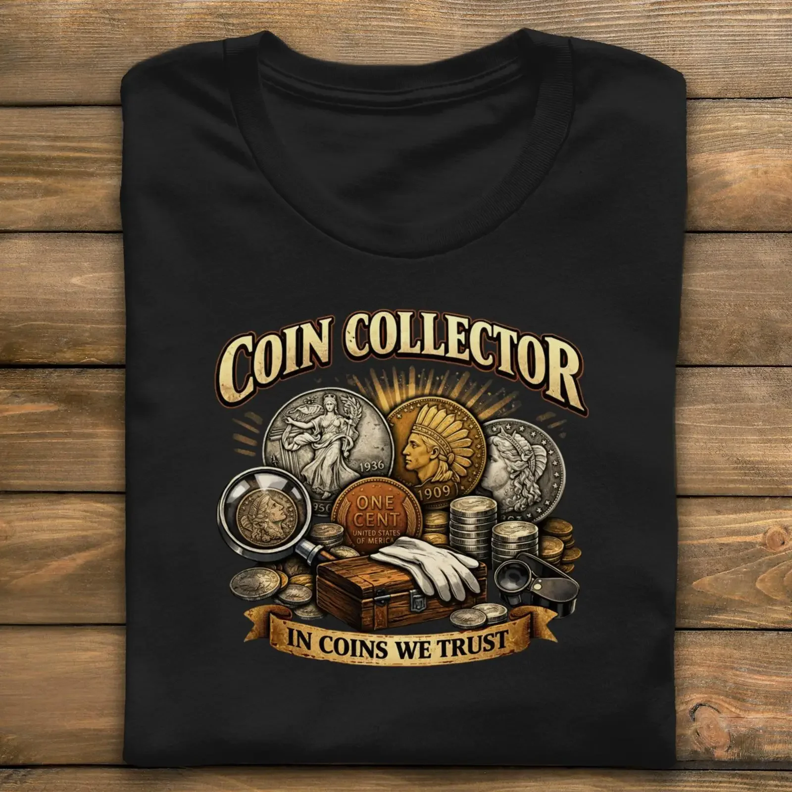Vintage Coin Collector In Coins We Trust T Shirt Numismatist Hobby Apparel Unique Numismatic  vintage Washed