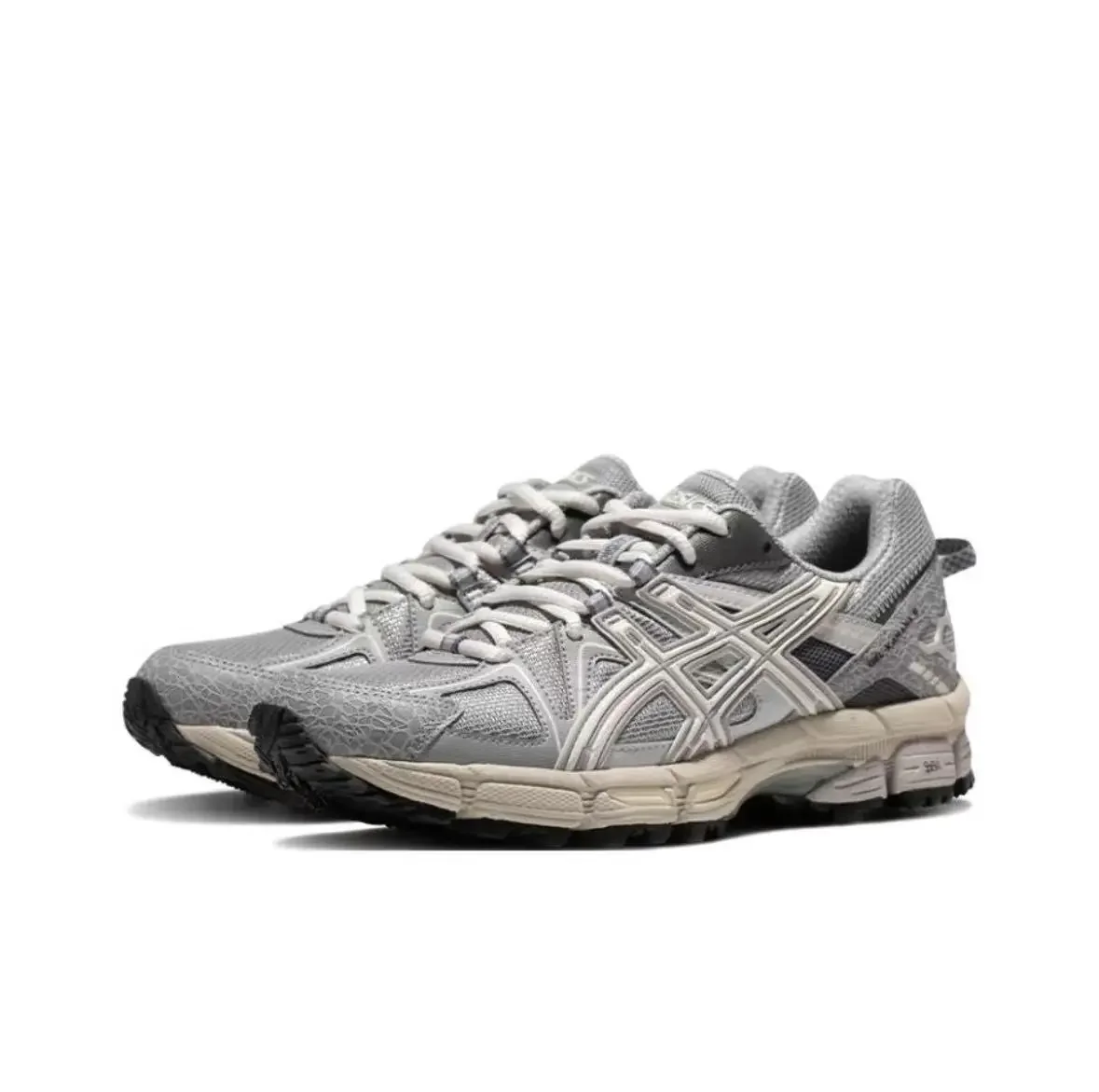 Asics GEL-Kahana 8 ผู้ชายและผู้หญิงรองเท้าวิ่งเทรล Low-top Retro รองเท้าผ้าใบอเนกประสงค์กลางแจ้งรองเท้าเดินสีเทา