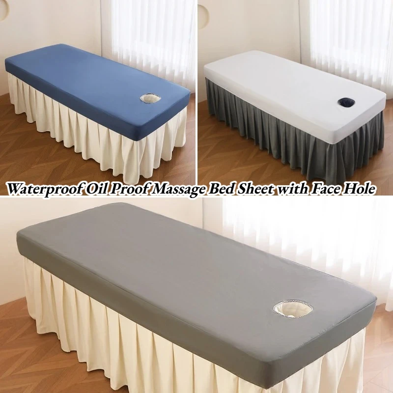 70x190cm Waterproof Oil Proof Massage Bed Sheet with Face Hole Elastic Fitted Massage Beds Covers for Beauty Salon SPA Massage