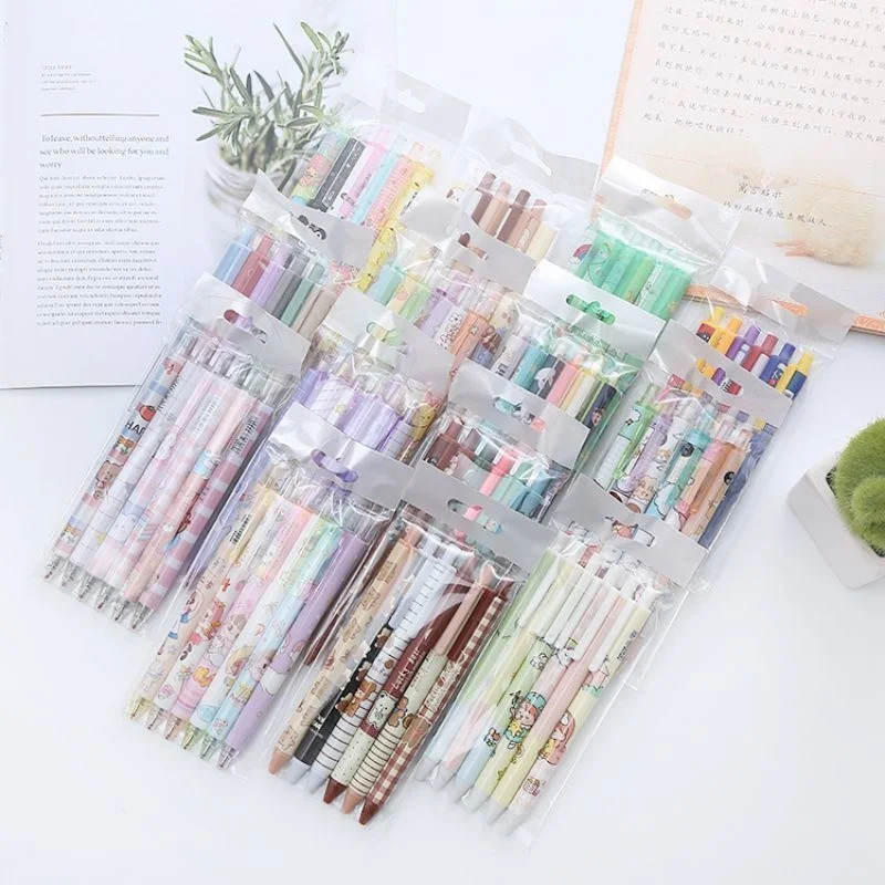 1 Set /6 Piece Cute INS Animals Girls Gel Pen Creative Press Office Gift School Supplies Stationery Kawaii Funny Pens