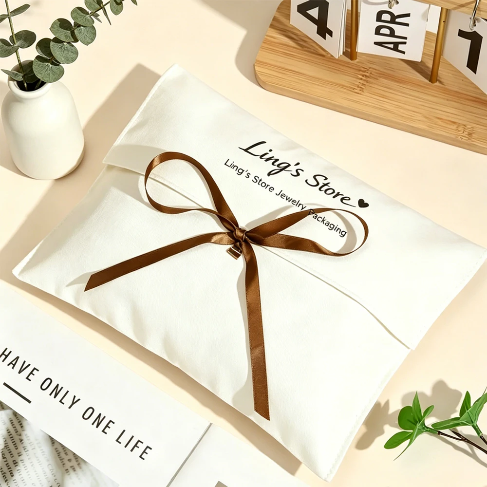 50/100 Stück Großpackung Personalisierte Logo-Twill-Baumwoll-Schmuckverpackungsbeutel Hochzeitsgeschenk-Beutel Musselin-Haartasche Kosmetiktasche – Detail 7