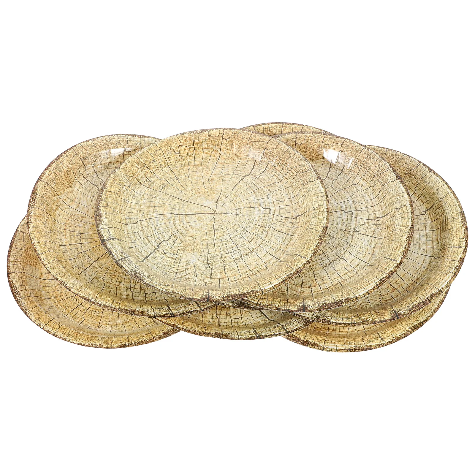 

10pcs Wood Grain Paper 9 Inch Disposable Party Dinner Dessert Plates for Gathering Banquet Festivals Household Food Plates