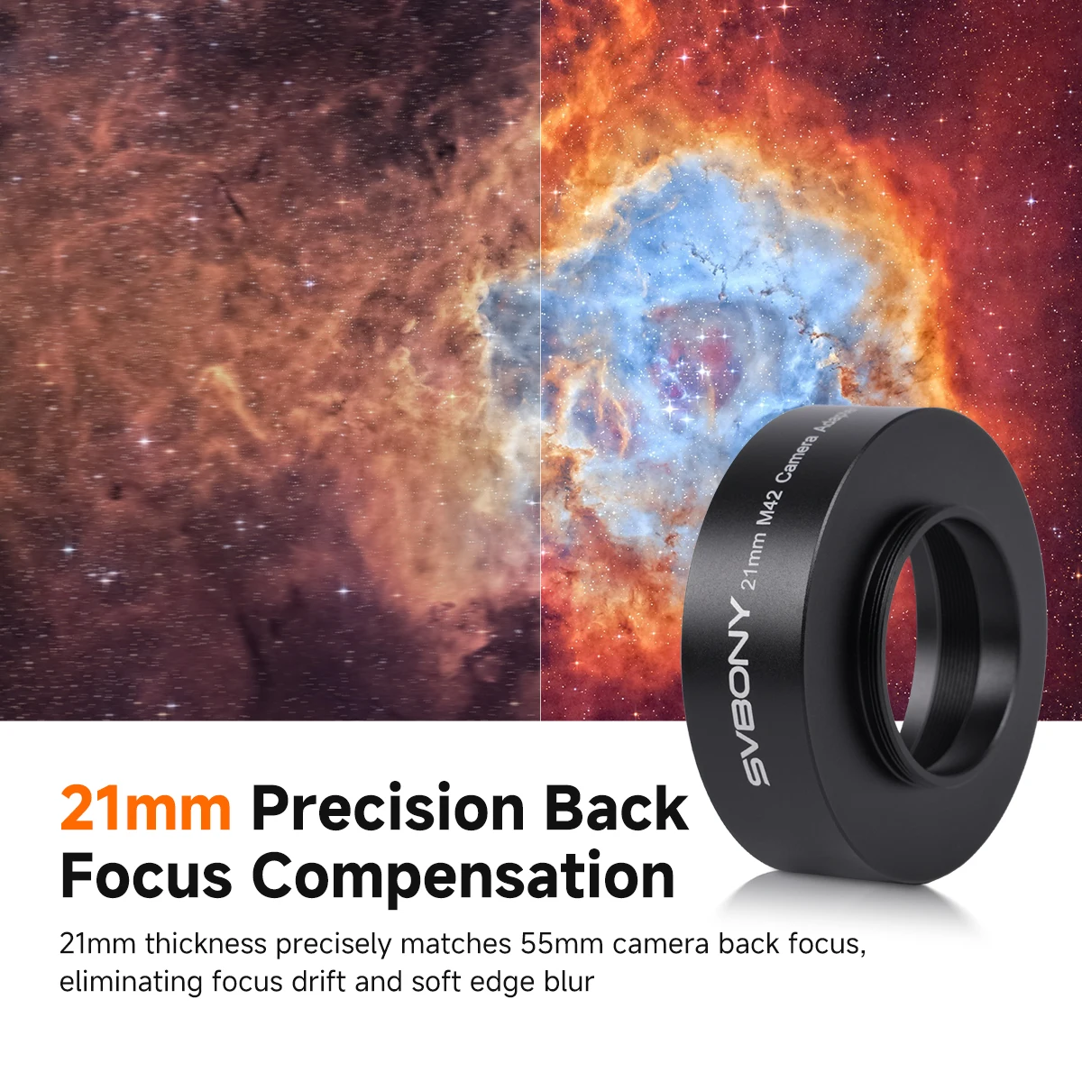 SVBONY SV238 21mm OAG Extension Ring, M42 Astro Cameras, M48 Filter, 55mm Back Focus Compensation for Deep Sky Astrophotography