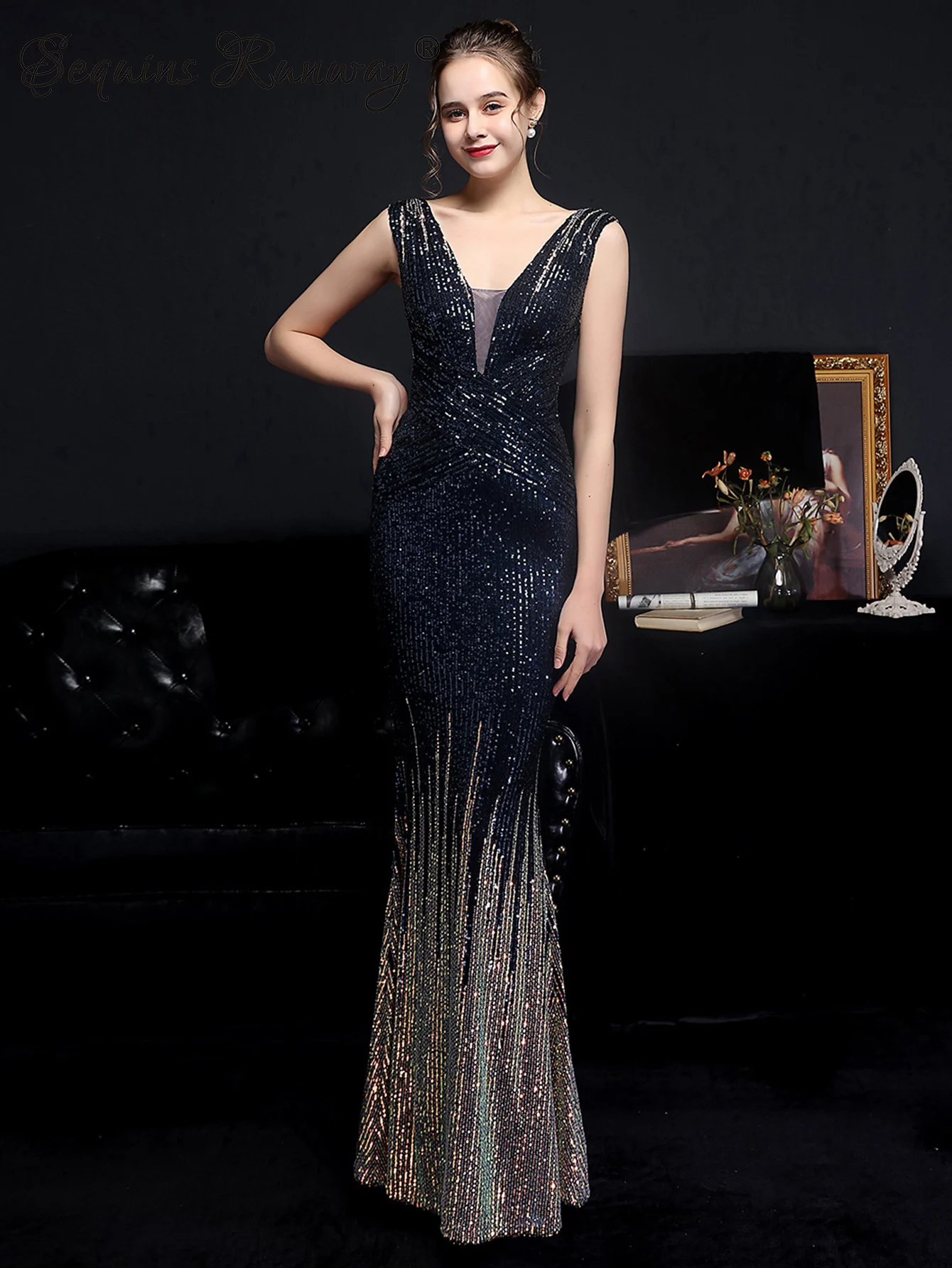 Sexy backless black white sequin summer women 2024 elegant birthday party long dresses luxury prom evening dresses dress vestido