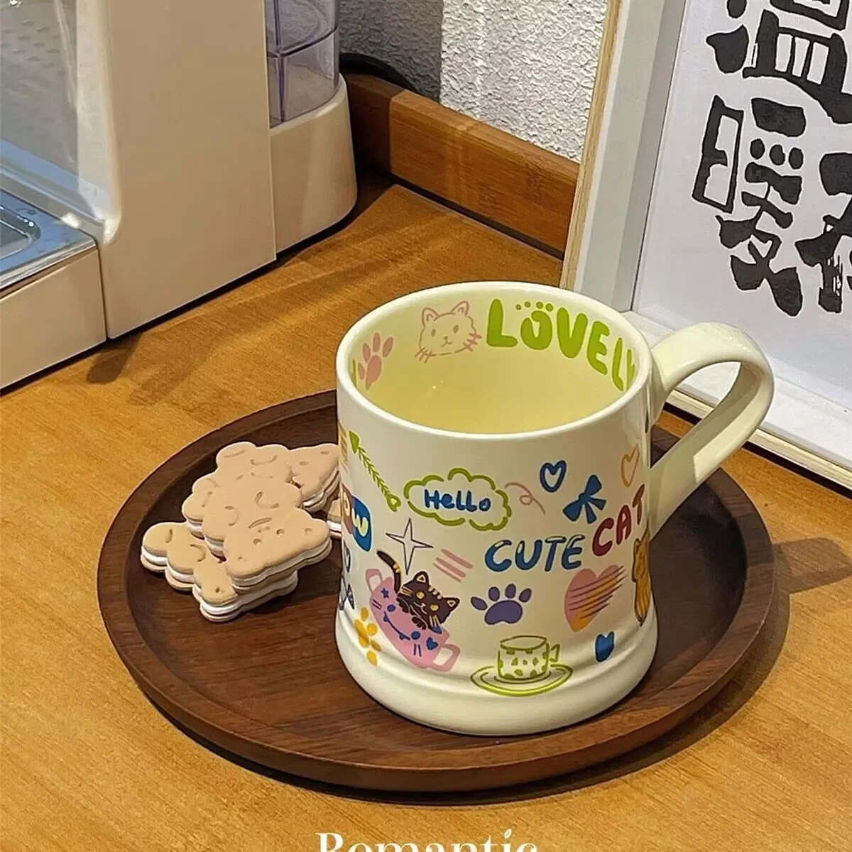 Cute cartoon dormitory ins water cup girl office mug ceramic couple high-value coffee cup children