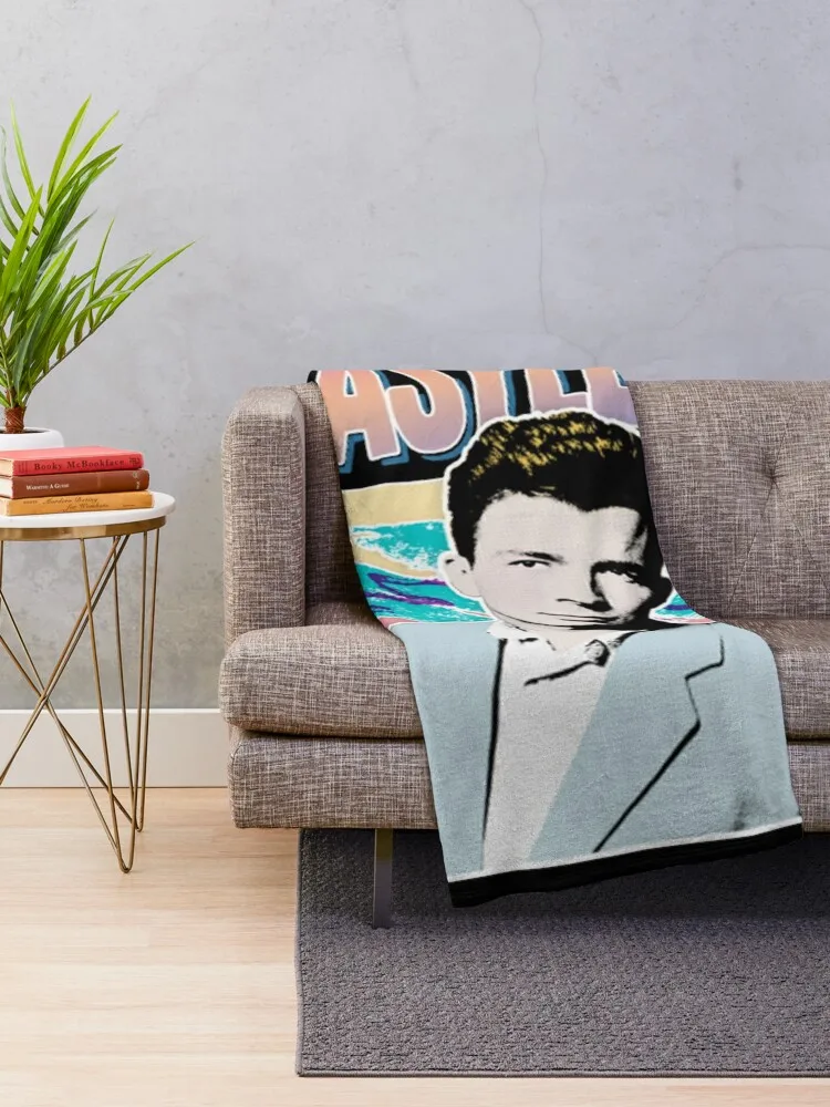 Rick Astley 80s Aesthetic Tribute Throw Blanket Cute Plaid Baby Blankets For Bed Soft Plush Plaid Blankets