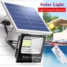 Luces de inundación solares con control remoto, foco alimentado por energía Solar para exteriores, impermeable IP67, iluminación de calle para Villa, ángulo ajustable, 50-400W