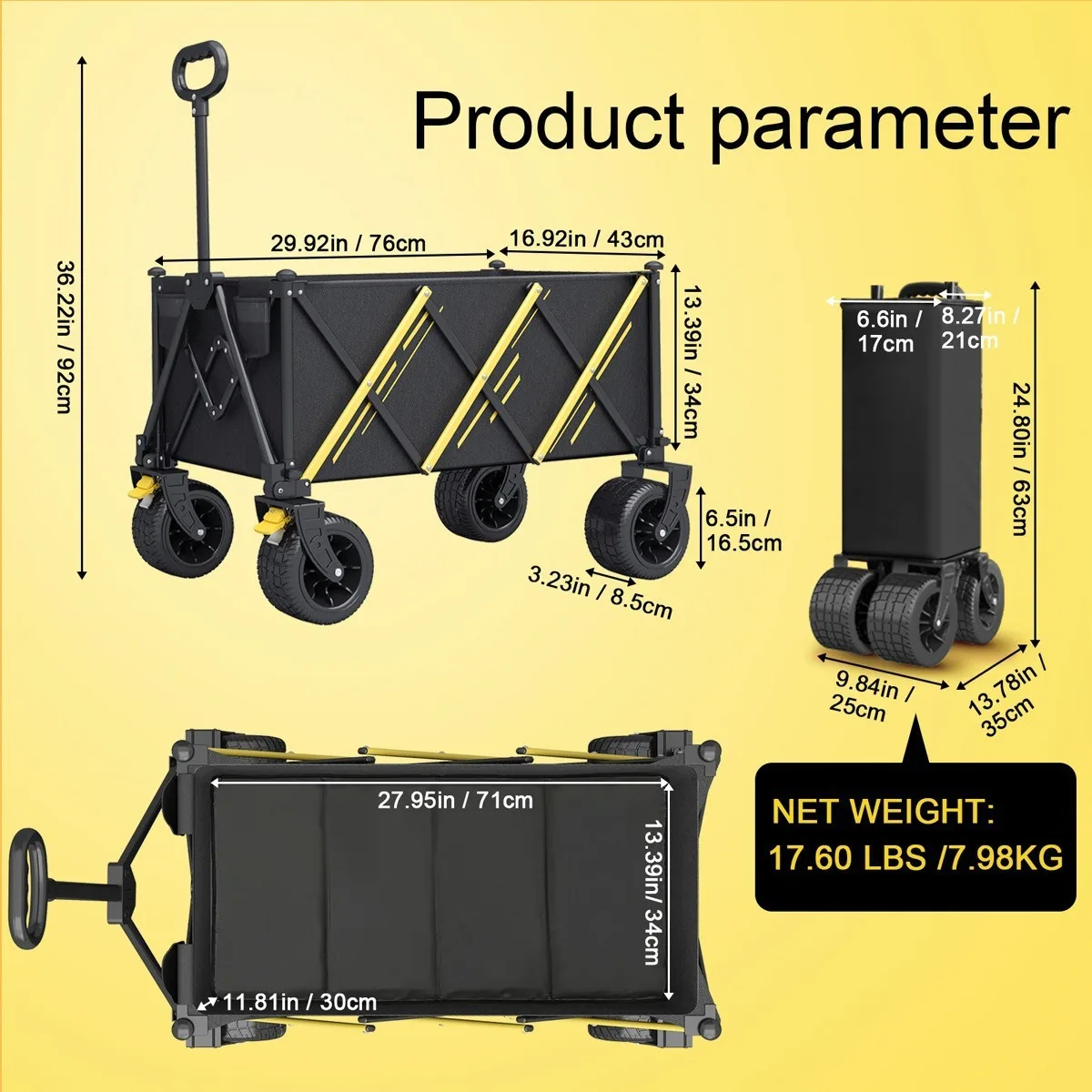 Camping pet trolley Outdoor camp cart Picnic cart Portable folding grocery shopping trolley