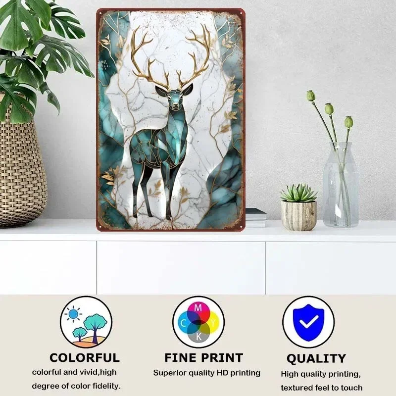 Abstract Stag Kintsugi Art Vintage Metal Plate Decoration for Home Decorations Room Decor Poster Art of Murals Wall Accessories