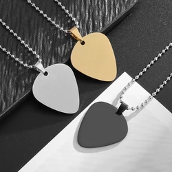 Exquisite Stainless Steel Glossy Guitar Pick Couple Pendant Necklace Personalized Simple Fashionable Men Women Accessories