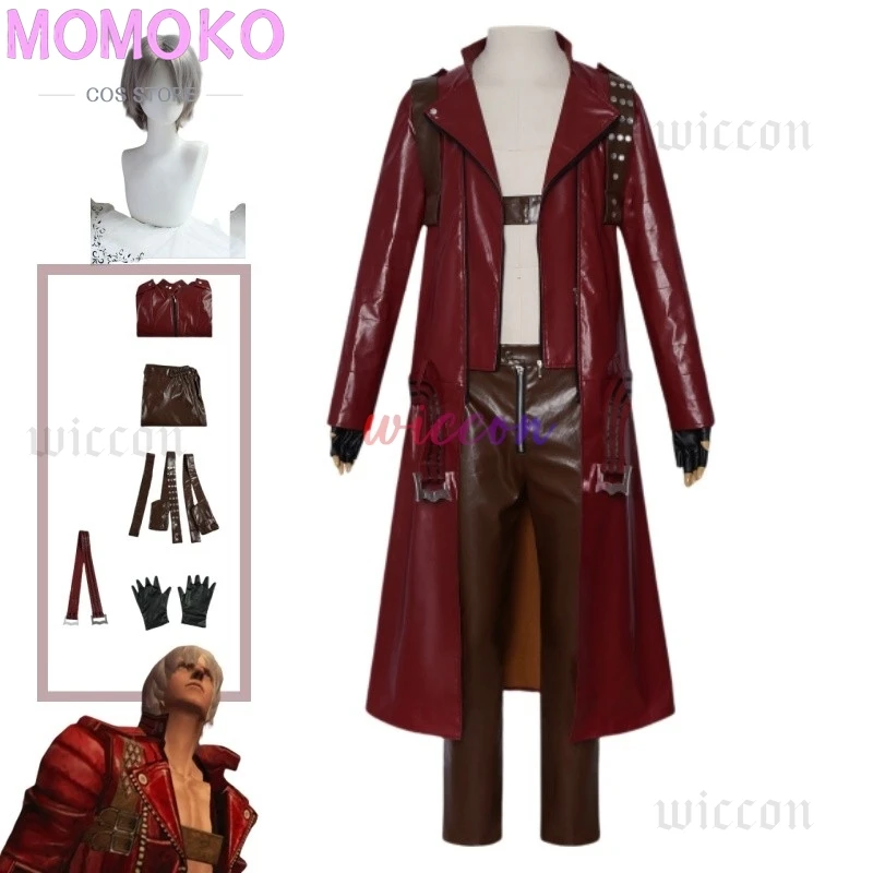 

Game DMC 3 Dante Cosplay Costume Coat Pants Top Belt Disguise For Men Male Adult Wig Overcoat Halloween Fantasia Carnival Suit