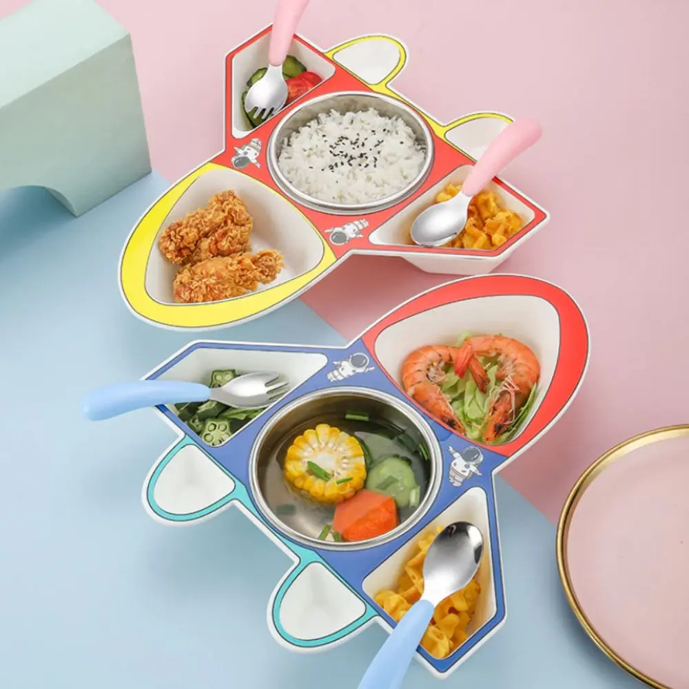 

Airplane Car Shaped Dinner Plate Detachable Creative Kid's Lunch Plate Compartment Drop Resistant Children's Tableware Kitchen