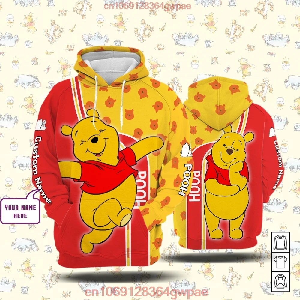 Disney Character Winnie the Pooh Hoodie Zipper Hoodie All Over Print 3D Personalized Custom Name Unisex Men Women 3D Hoodie