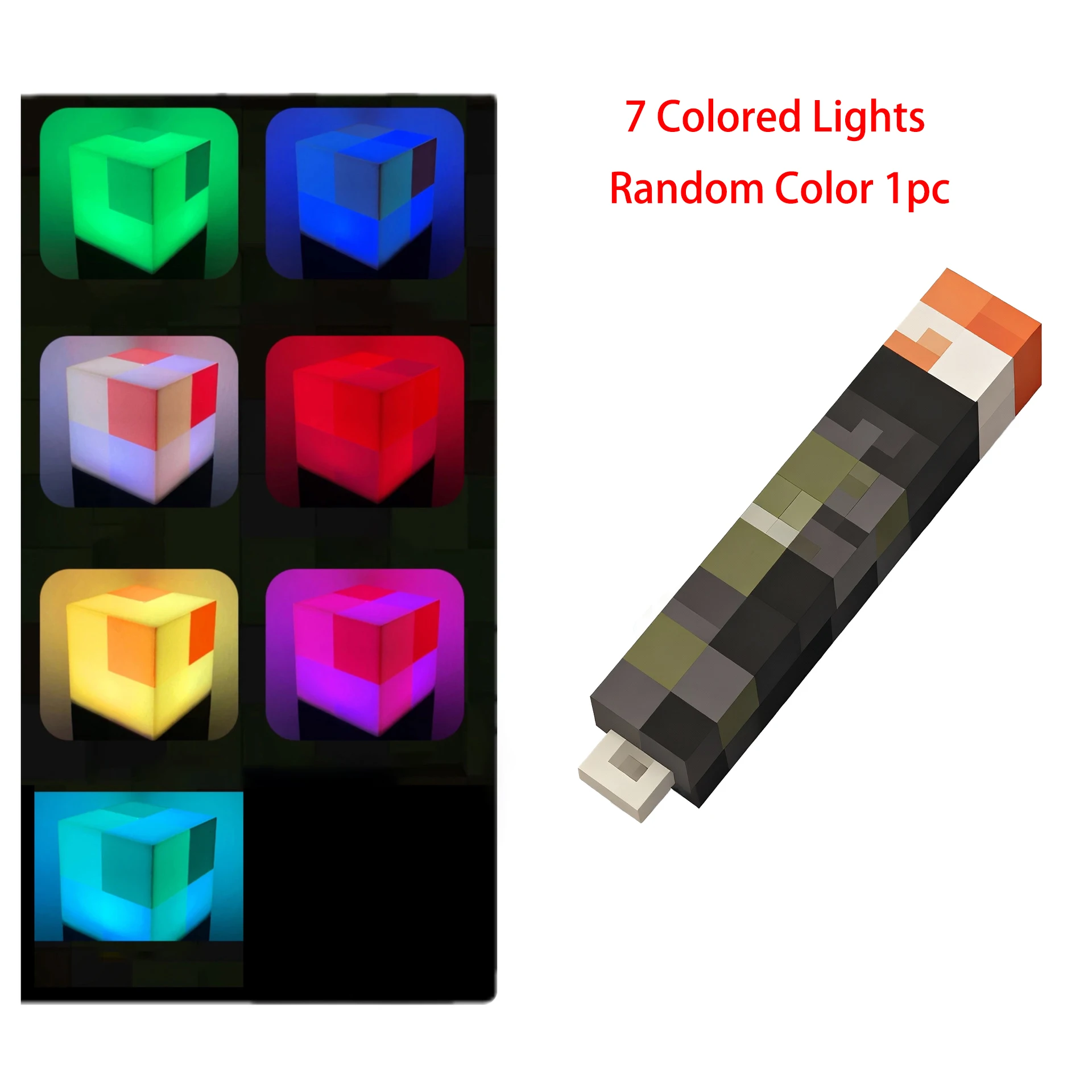 Lustiges Pixel-Wind-Design Mini-Taschenlampe Schlüsselanhänger LED-Taschenlampe USB-Aufladbar Nachtlicht Spielmodell Spielzeug Rucksack-Anhänger Fangeschenk