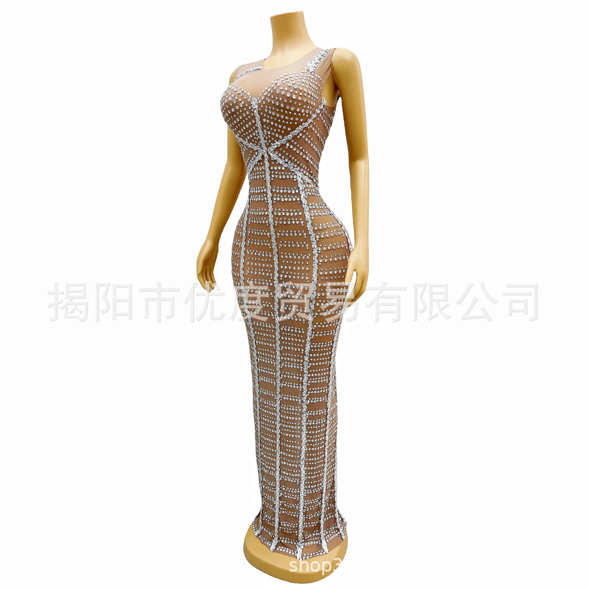 Elegante temperamento renda brilhante strass lantejoulas vestido recepção tapete vermelho noite palco desempenho vestido longo pérola robe festa