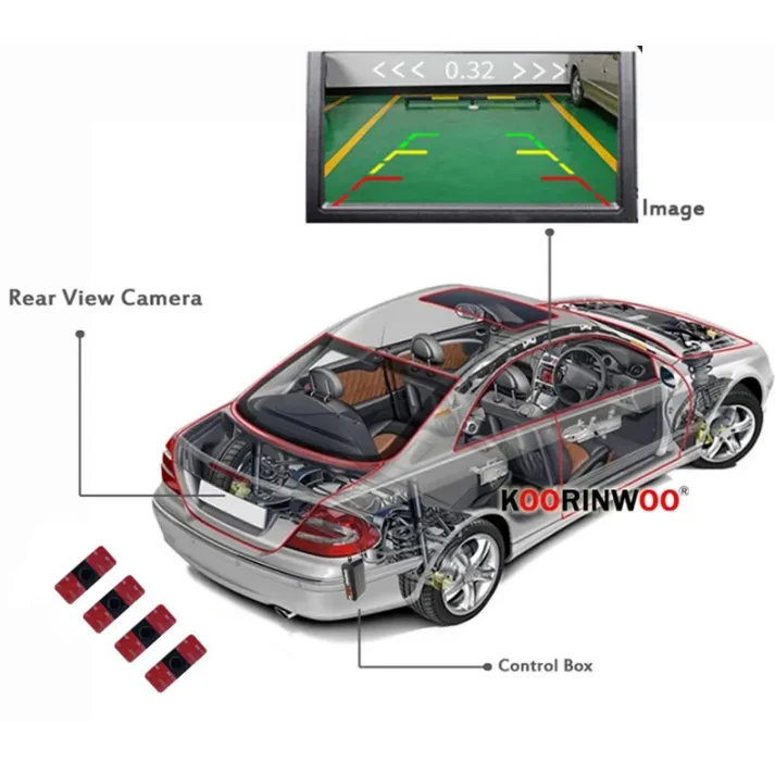 Car Parktronic Sensors Kit Reversing For Radio Camera Automotive Electronic Accessories Flat 13mm 4 Rear Radar Detector Parking