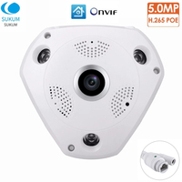 H.265 5MP 4MP IP Camera PoE 1.7mm Lens 180 Degree XMEye APP Indoor Dome Security Camera Night Vision