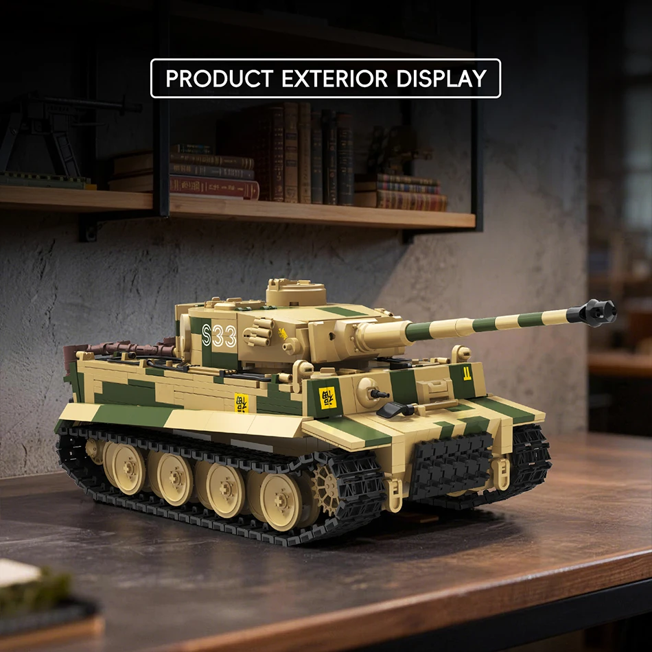 WW2 Military Army Tiger I S33 Tank Building Blocks War World 2 German Panzer VI Heavy Tank Model Bricks Toys for Gifts