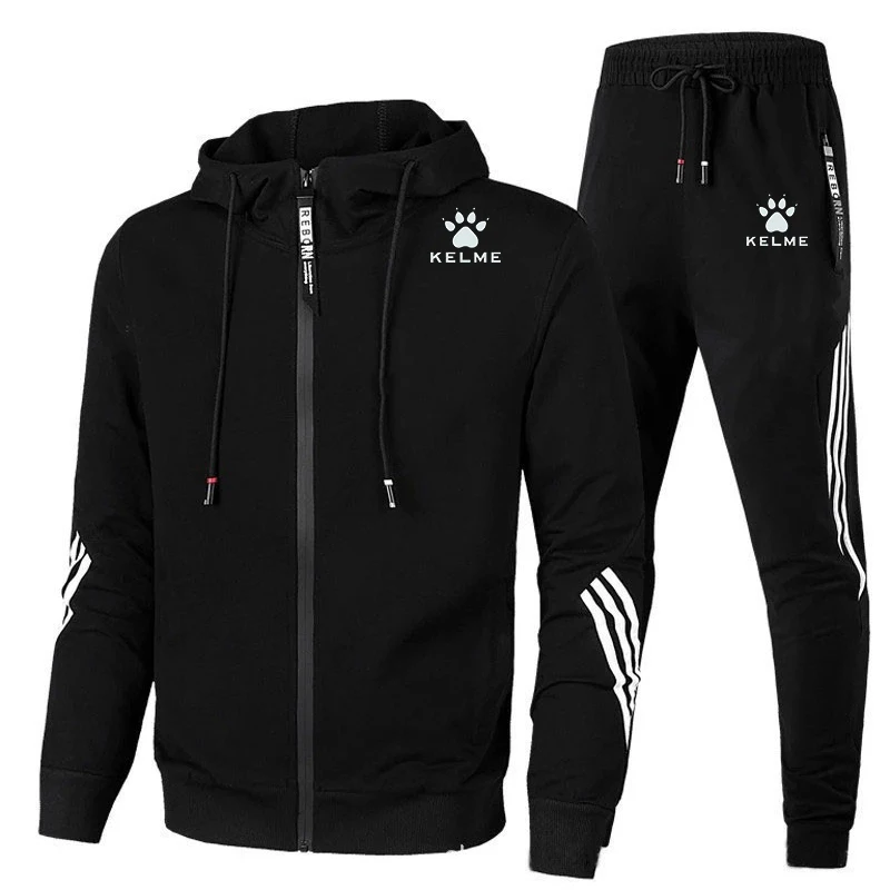 

2024 Brand KELME Mens Handsome Zipper Hoodie Set 2pcs High Quality Casual Sweatpants Fashion Sport Men M-XXXL hombre camiseta